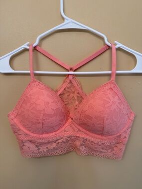 Victoria's Secret Coral Lace Bralette with Strappy Back